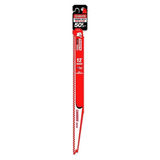 Diablo 12" Demo Demon Reciprocating Saw Blade - Nail Embedded Wood - Red
