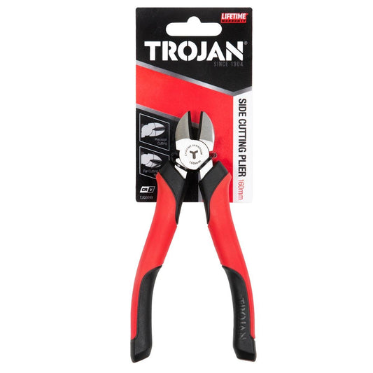 Trojan 160mm Side Cutting Plier - Chrome Vanadium Steel - Red and Black - Auzzistore