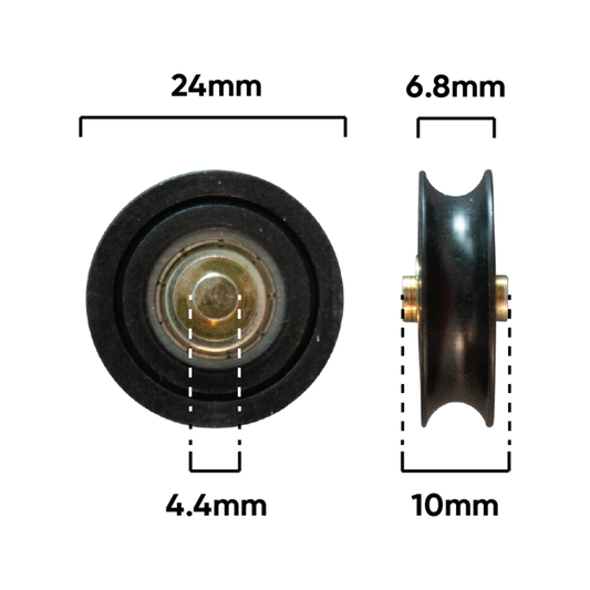 Rolltrak Concave Roller - 24mm - Acetal - 12 kg Load Rate – view 2 - Auzzistore