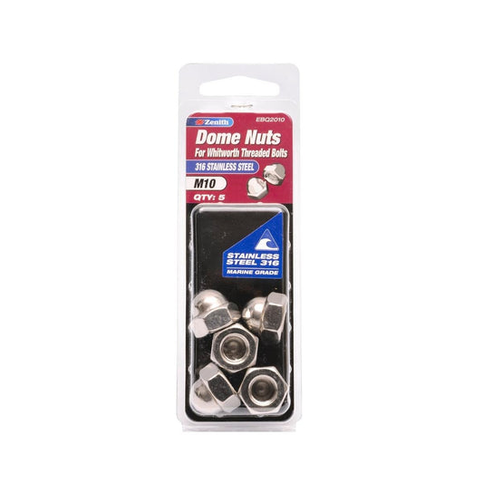Zenith M10 Dome Nut - 316 Stainless Steel - 5 Pack - Corrosion Resistant - Auzzistore