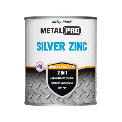 Dy-Mark Silver Zinc Metal Paint 500ml Anti-Corrosive Fast Dry