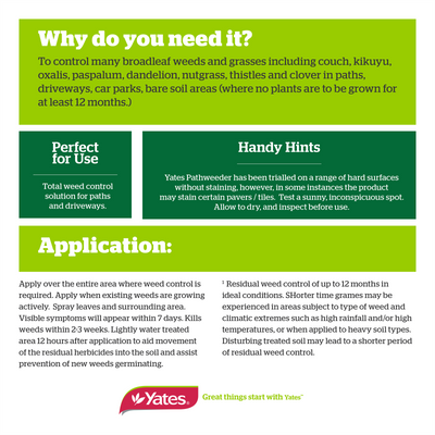 Yates Path Weeder 1L Liquid Kills Weeds Prevents New Weeds