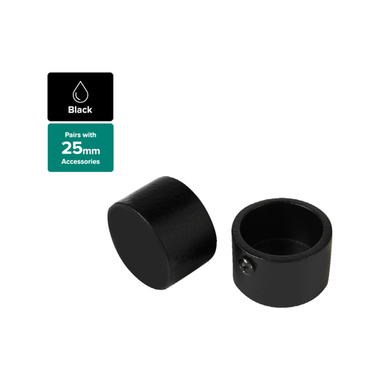 Pillar Black Curtain Rod Finial - 25mm Aluminium - Elegant Design - 2 Pack – view 2 - Auzzistore