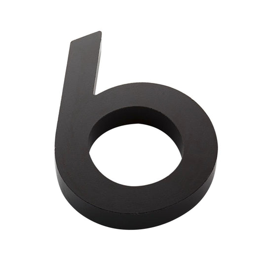 Sandleford House Number 6 - 100mm - Black Aluminium - Weather Resistant