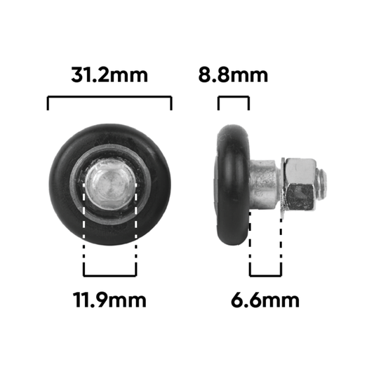 Rolltrak Convex Roller - 31mm - Acetal - Threaded Stud – view 2 - Auzzistore