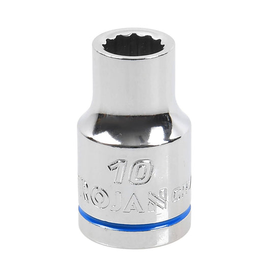 Trojan 10mm Socket 1/2 Drive - Polished Chrome Vanadium - Durable - 12-Point - Auzzistore