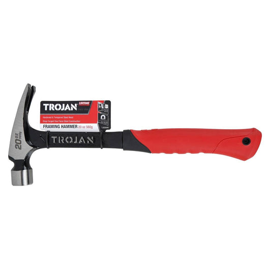 Trojan 20oz Framing Steel Hammer - Magnetic Nail Starter - Silver - Auzzistore