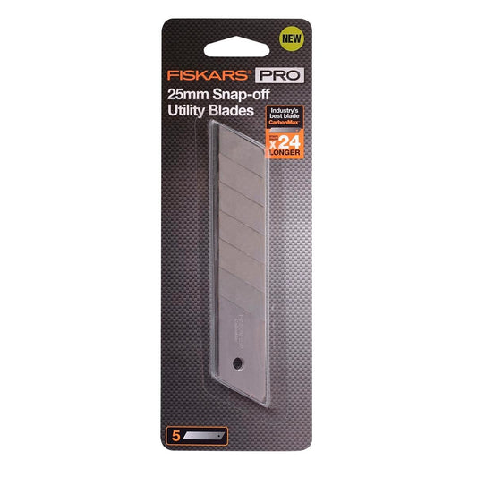 Fiskars 25mm Pro Carbonmax Snap Off Blades 5 Pack - Steel - 140mm - Auzzistore