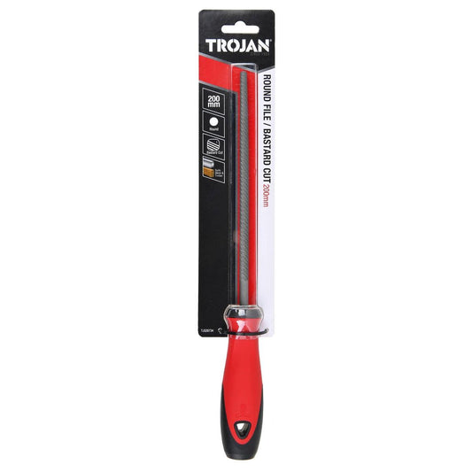 Trojan 200mm Bastard Cut Round File - Versatile Shaping Tool - Lightweight - Auzzistore