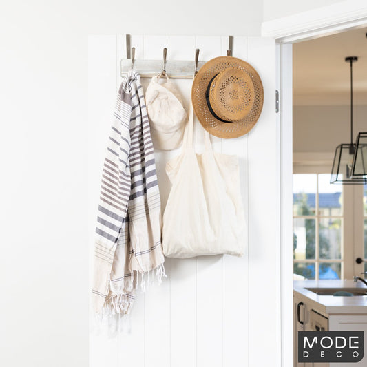 Mode 4 Hook Over Door Hanger - 450mm - Brushed Nickel & White Wash - Functional Design – view 2 - Auzzistore