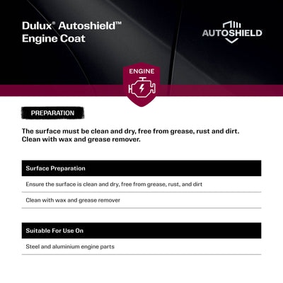 Dulux Autoshield Spray Paint 340g Red Engine Coat - 0.34L - Excellent Adhesion