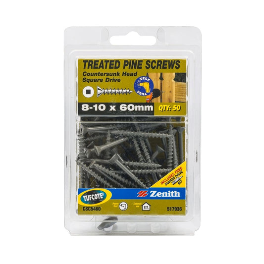 Zenith Countersunk Head Screws 10 x 60mm Tufcote 50 Pack - Auzzistore