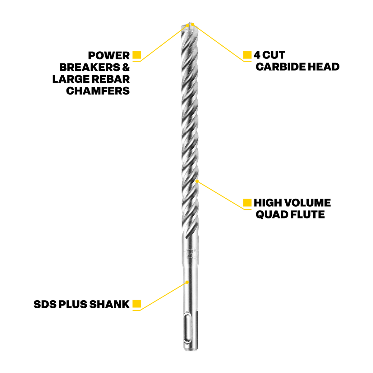 Kango SDS Plus Drill Bit - 18mm x 250mm - Steel - Low Vibration Perfor ...