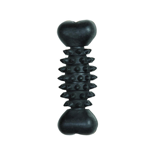 Gladiator 20cm Black Rubber Bone Dog Toy - Durable Chew Toy - Dental Health
