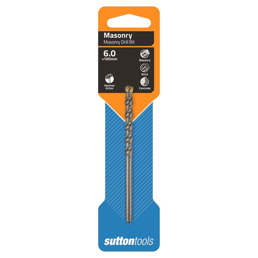 Sutton Tools 6mm TCT Masonry Drill Bit 100mm Carbide Tip Durable - Auzzistore