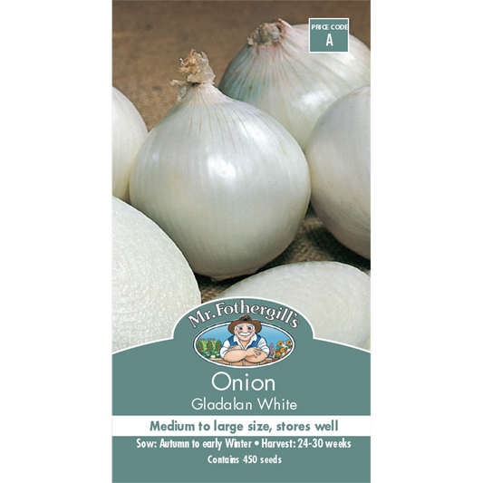 Mr Fothergill Gladalan White Onion Seeds - Medium - Round Bulbs - Stores Well - Auzzistore