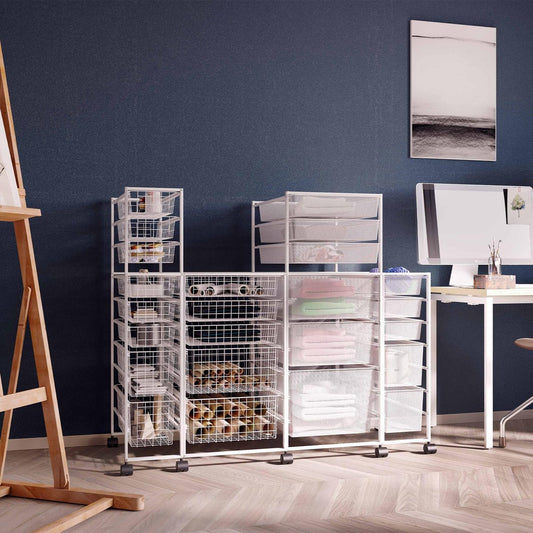 Flexi Storage White Wire Basket - 2 Runner - Half Width - Steel - Versatile – view 2 - Auzzistore