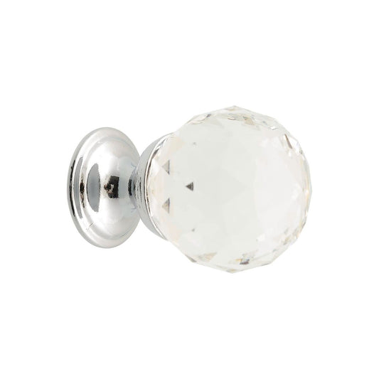 Prestige Glass Knob - 25mm - Chrome Plated - Contemporary Design