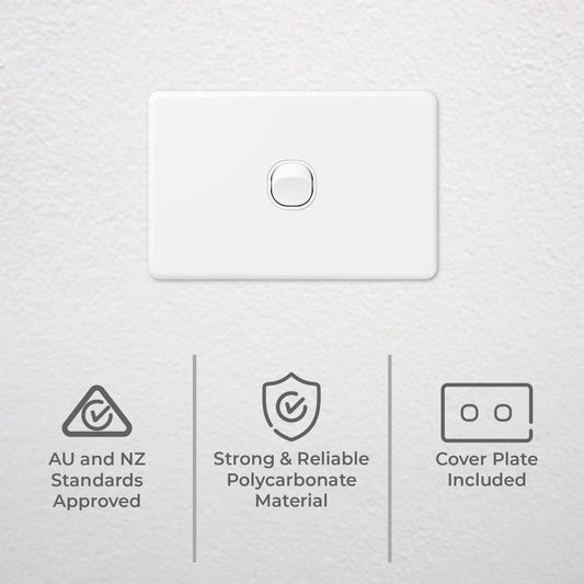 Deta X6 White Single Switch - 1 Gang - Polycarbonate - Durable Design – view 2 - Auzzistore