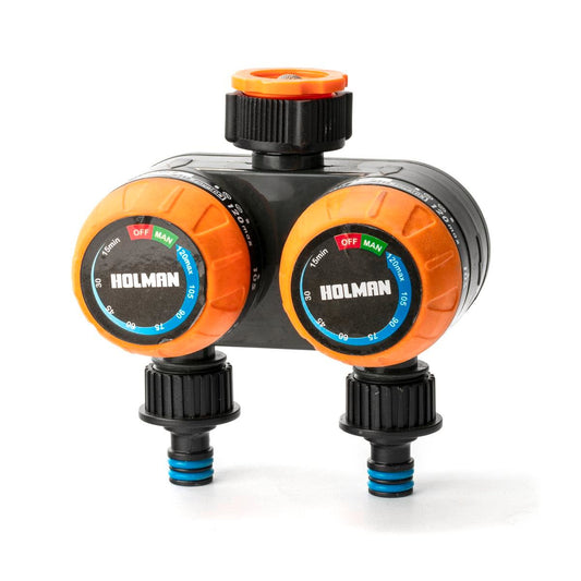 Holman Dual Outlet Tap Timer - 2 Hour - Rubber - Manual Override