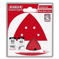 Diablo Detail Sander Sheets - 93mm x 93mm - 40 Grit - 10 Pack - Red