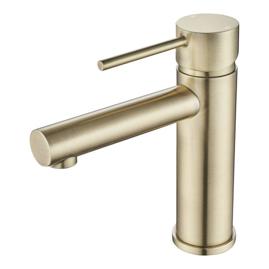Mondella Resonance Basin Mixer - 35mm - Brushed Brass - Lead-Free - Ergonomic Handle