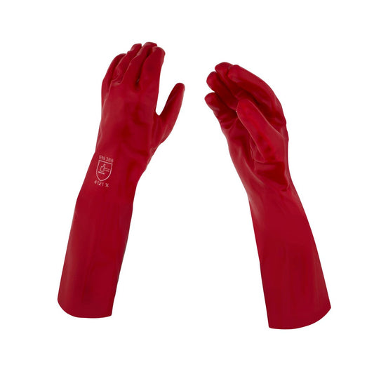 Craftright 45cm Long Red PVC Gloves - Chemical Protection - One Size