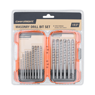 Craftright Masonry Drill Bit Set - 3mm to 10mm - High Speed Steel - 15 Piece