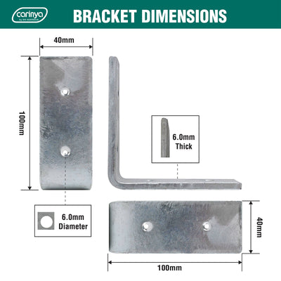Carinya Galvanised Reinforcing Angle Bracket 100x100x40mm Durable