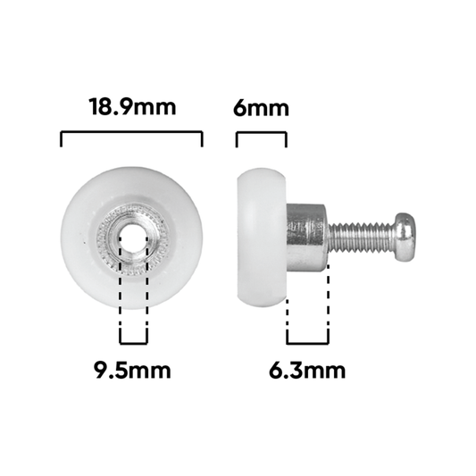 Rolltrak Convex Roller - 19mm - Acetal - 8kg Load Rate – view 2 - Auzzistore