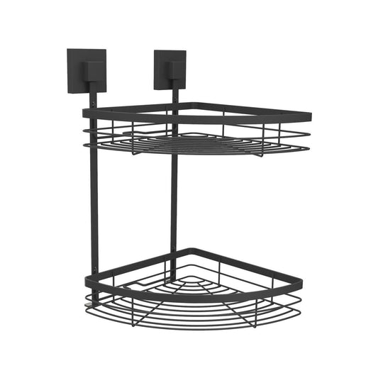 Fusion-Loc 26kg Black Matte Suction Double Corner Shower Caddy - Auzzistore