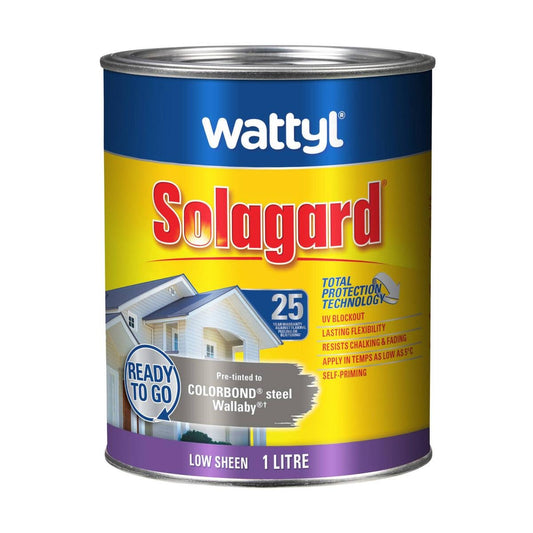 Wattyl 1L Pre Tinted Low Sheen Solagard Exterior Paint - Wallaby - Durable Protection - Auzzistore