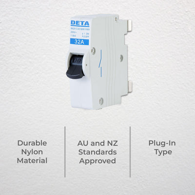 Deta 32A Plug-In Circuit Breaker 32Amp Glass Filled Nylon Safety