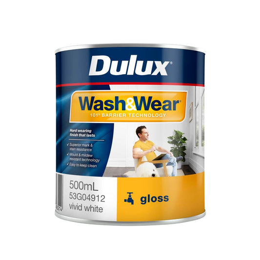 Dulux Vivid White Wash Wear Gloss Interior Paint 500ml - 0.5L - Stain Resistant - Auzzistore