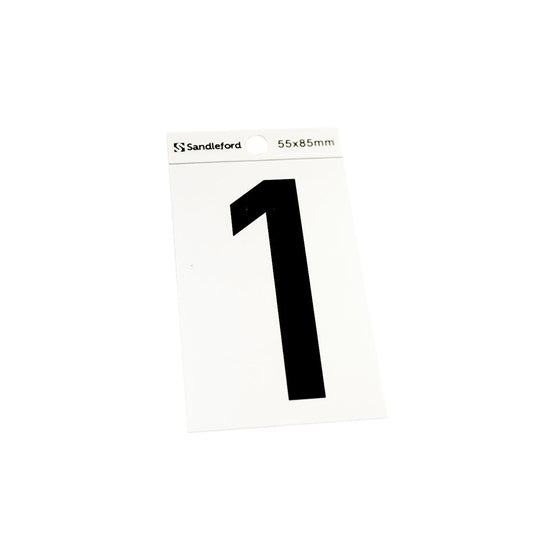 Sandleford Self Adhesive House Number 1 - 85mm Silver Black