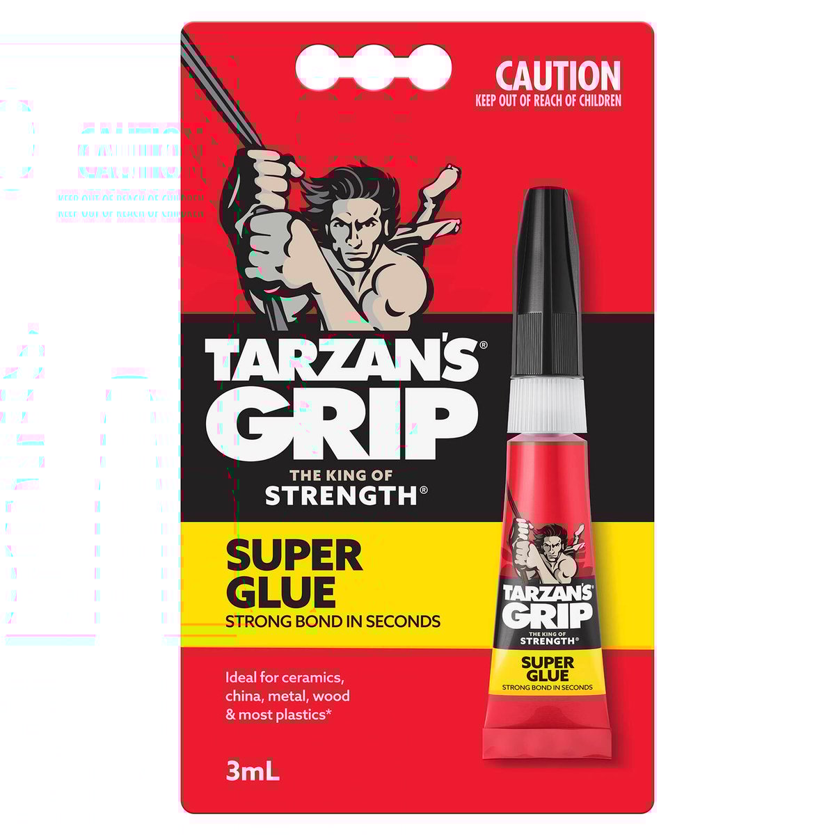 Tarzan S Grip Super Glue 3ml - Fast-Setting Multi-Purpose Adhesive