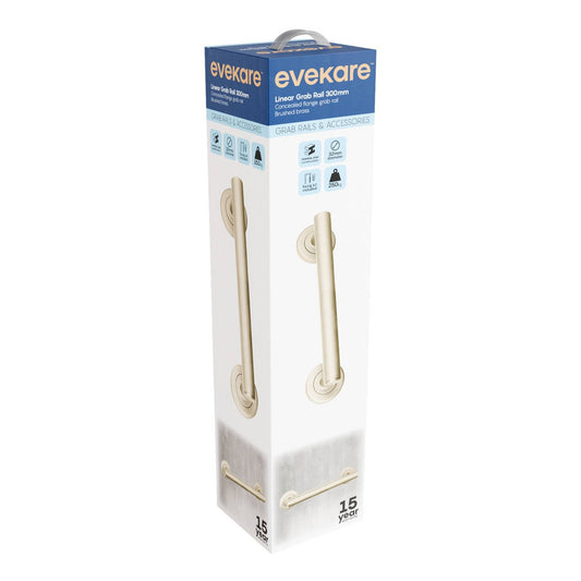 Evekare 300mm Brushed Brass Linear Grab Rail - 250kg Weight Rating - Durable Support – view 2