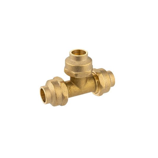 Brasshards Brass Flared Compression Tee 15fl x 15fl x 15fl - Lead Free - Durable - Auzzistore