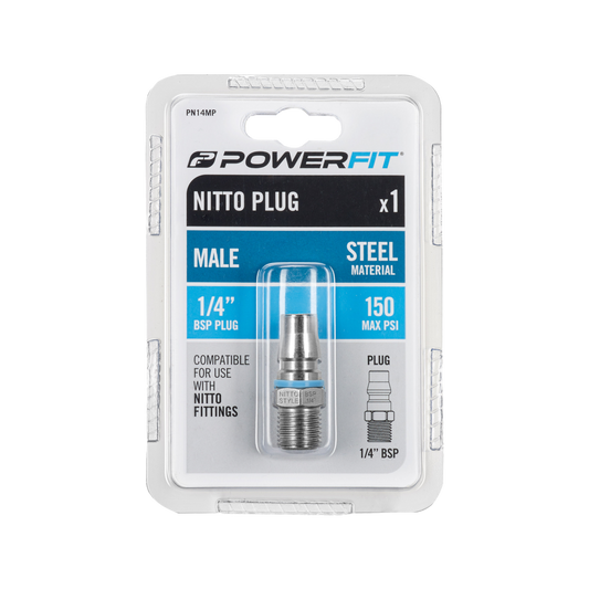 Powerfit Nitto Style Male Plug - ¼" - Solid Steel - 150PSI – view 2 - Auzzistore