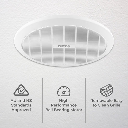 Deta 250mm Ball Bearing Exhaust Fan - Plastic - Low Noise - Easy Clean – view 2