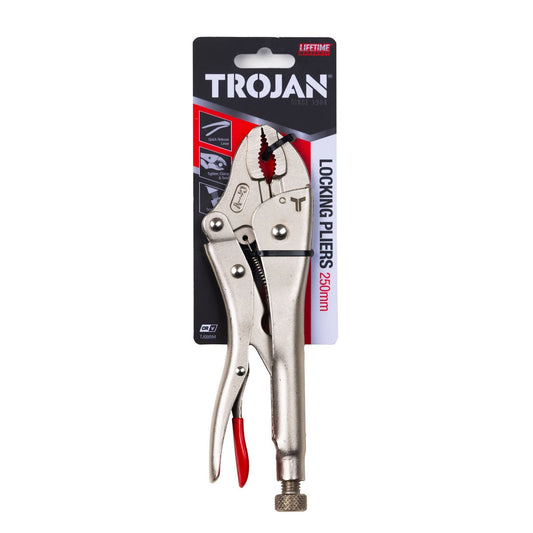 Trojan 250mm Locking Pliers - Chrome Vanadium Steel - Red and Black - Auzzistore