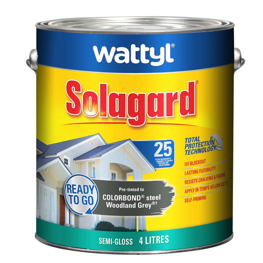 Wattyl 4L Solagard Exterior Paint - Pre Tinted Woodland Grey - Semi Gloss - UV Resistant - Auzzistore