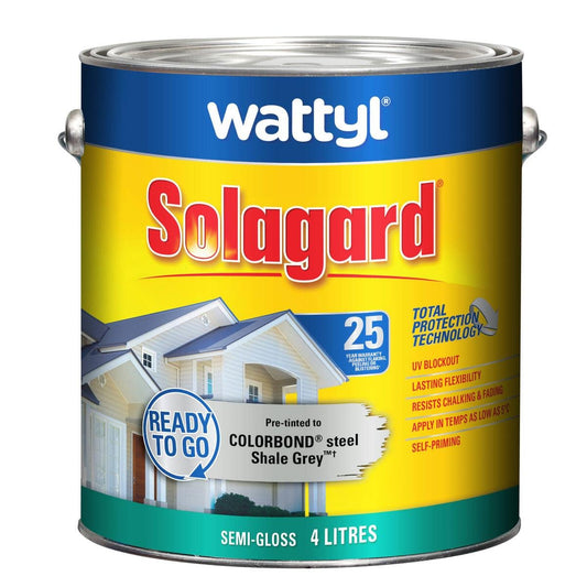 Wattyl Solagard Semi Gloss Exterior Paint 4L - Shale Grey - 4L - UV Protection - Auzzistore