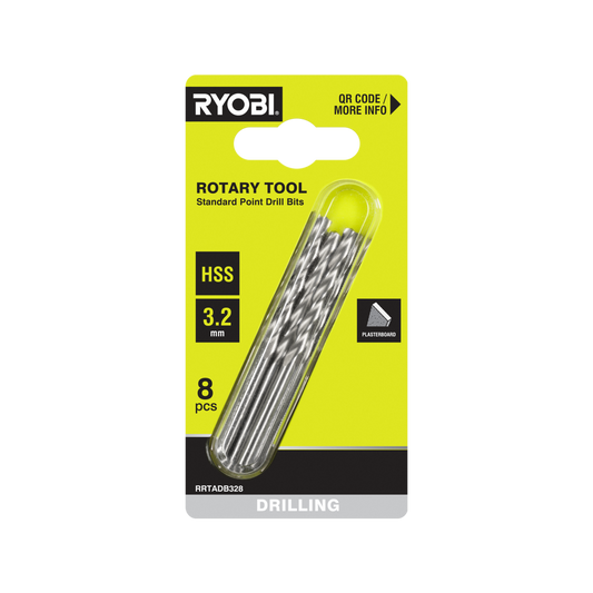Ryobi Rotary Tool Drill Bit Set - 8 Piece - 3.2mm - Precision Drilling - Auzzistore