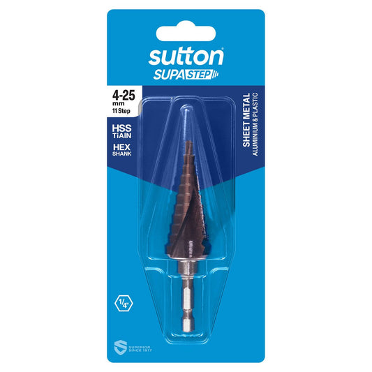 Sutton 4 HSS Tialn Spiral Flute Supa Step Drill - 25mm - Precision Drilling - Auzzistore
