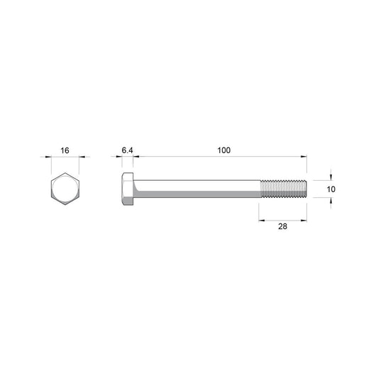 Zenith Hex Head Bolt - M10 x 100mm - 25 Pack - Stainless Steel 304 - Rust Resistant – view 2 - Auzzistore