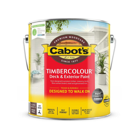 Cabot's Timbercolour Deck Paint - Mission Brown - 4L - Water Based - UV Protection