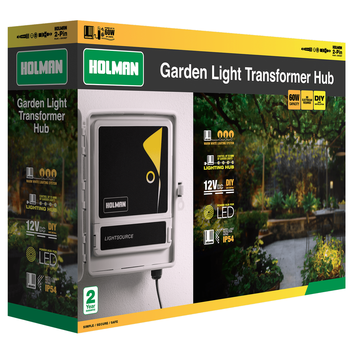 Holman Warm White Garden Light Transformer Hub 60W Durable Easy Install