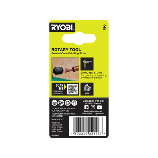 Ryobi Rotary Pointed Cone Grinding Stone 7.9mm - Aluminium Oxide - Durable – view 2 - Auzzistore
