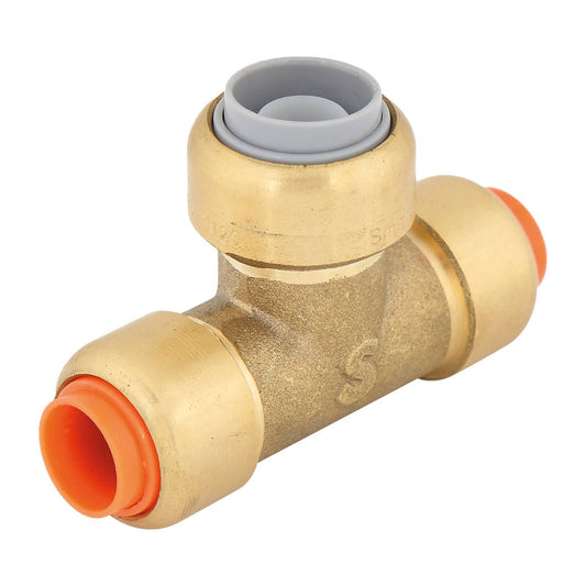 Smartex Pex Copper Conversion Tee - 16 x 15 x 15mm - Lead Free Brass - Push-Fit - Auzzistore